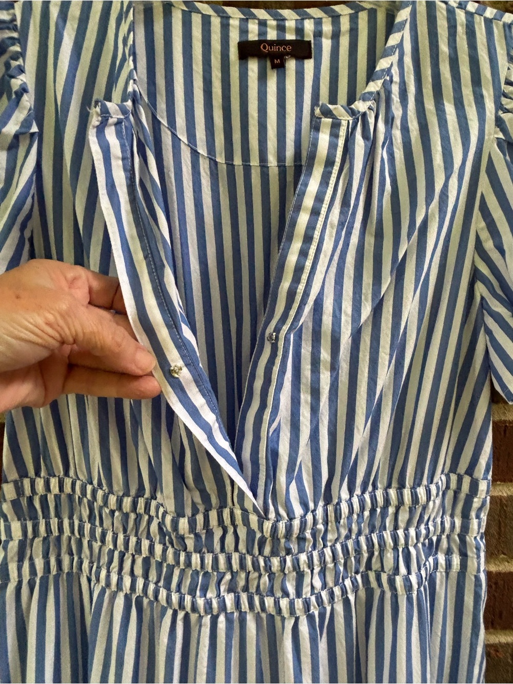 Women’s Quince Blue and White Striped Maxi Dress - Picture 5 of 9